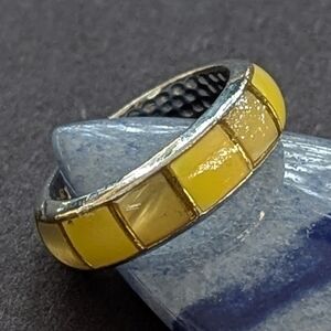 Glow Yellow Mother of Pearl Enamel Ring